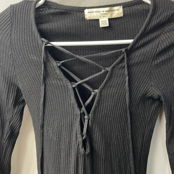 Project Social T x Urban Outfitters Black Long-sleeved Lace Up Top - Picture 4 of 5
